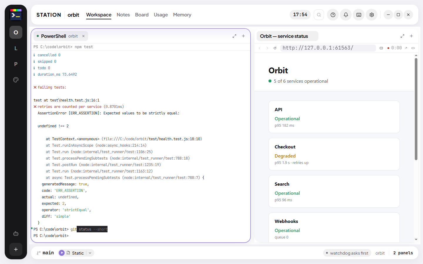 A real browser next to the terminal, and a way to hand it over